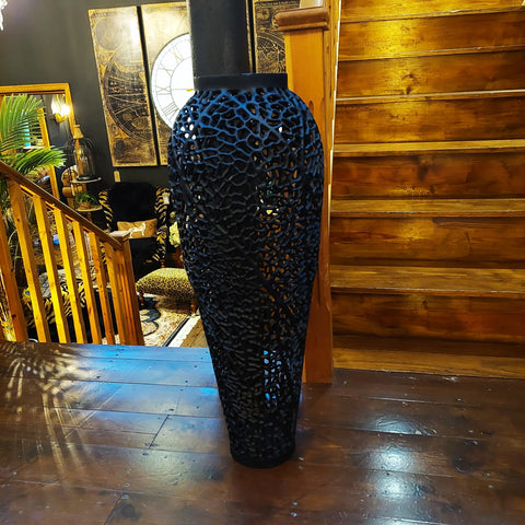 Black Cast Lattice Large Vase