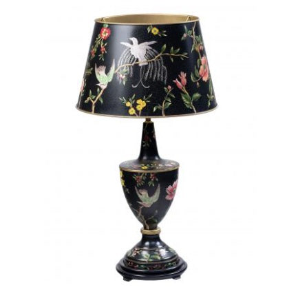 Black lyre Bird Design Table Lamp with Shade