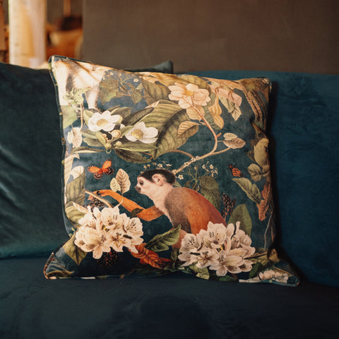 Cushion Limited Edition in Liberty Navy Monkey Velvet (55 x 55cm) Feather Filled