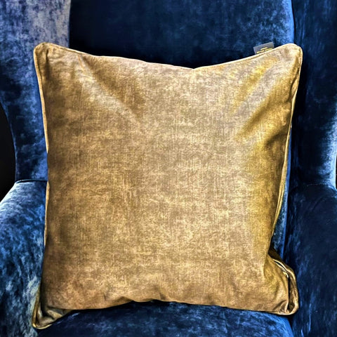 Cushion Limited Edition in Olive Green Velvet (55 x 55cm) Feather Filled - Clearance