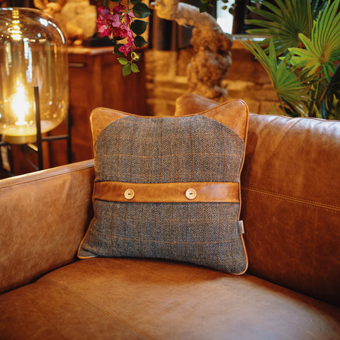 Cushion in Harris Tweed Grey Small (40 x 40cm) Fibre Filled