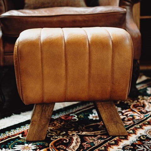 Footstool Brown Leather Pommel Horse