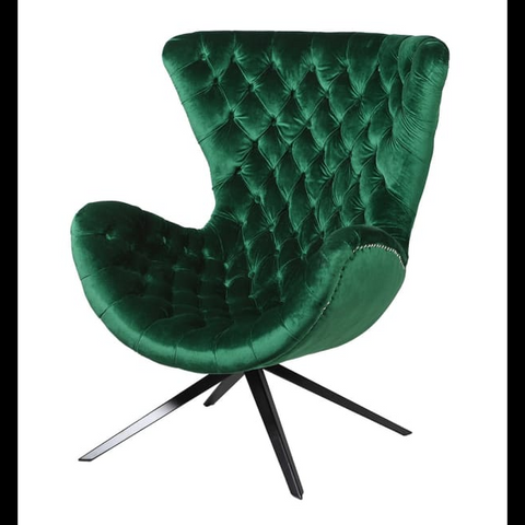 Accent Buttoned Egg Chair in Emerald Green Velvet