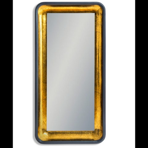 Rectangular Black & Antique Gold Mirror with LED Lighting