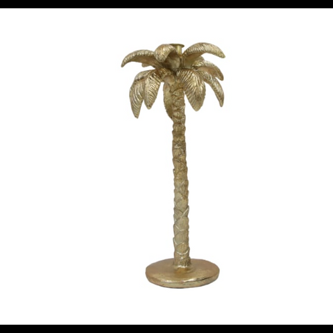 Antique Gold Palm Tree Candle Holder