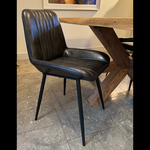 Dining Chair in Grey Leather