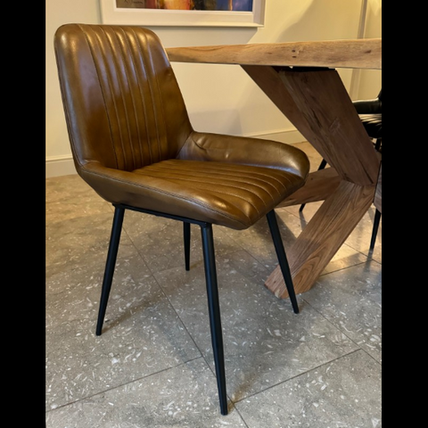 Dining Chair in Brown Leather