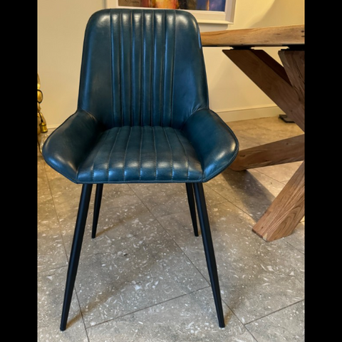Dining Chair in Blue Leather