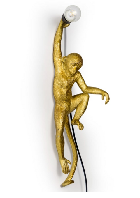 Antique Gold Climbing Monkey Wall Hanging Lamp