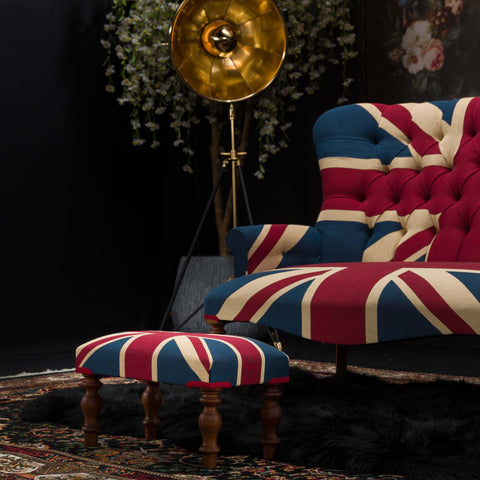 Selfridges Extra Small Footstool in Union Jack Tapestry Fabric