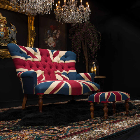 Selfridges Extra Small Footstool in Union Jack Tapestry Fabric