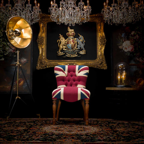 Selfridges Buttoned Dining Chair in Union Jack Tapestry Fabric