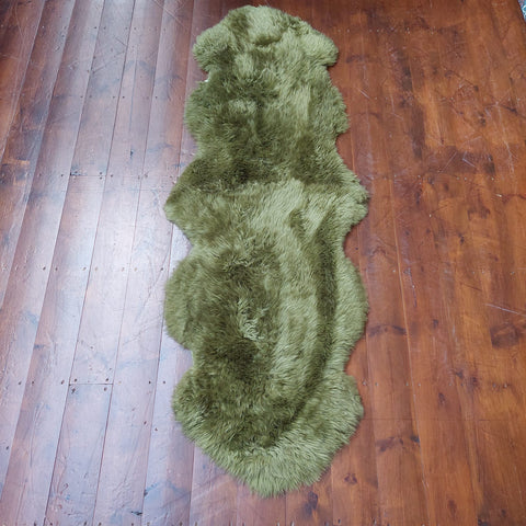 Sheepskin Rug Double in Olive Green (185 x 65cm approx)