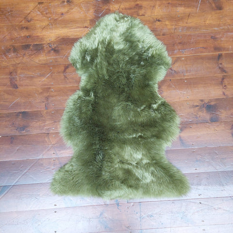 Sheepskin Rug Single in Olive Green (90 x 55cm approx)