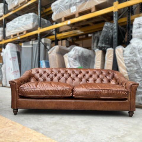 Stanley Chesterfield 3 Seater Sofa in Whiskey Leather