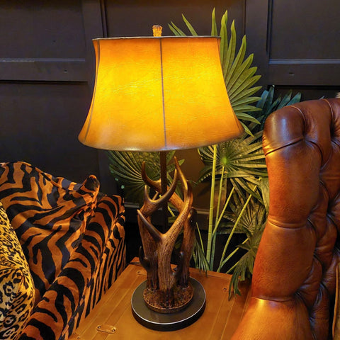 Triple Antler Table Lamp with Shade