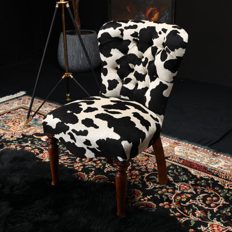 Selfridges Buttoned Dining Chair in Cow Print Velvet