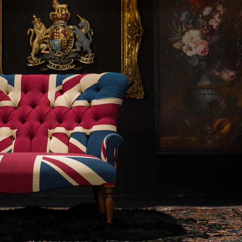 Selfridges Petite Chesterfield Sofa in Union Jack Tapestry Fabric