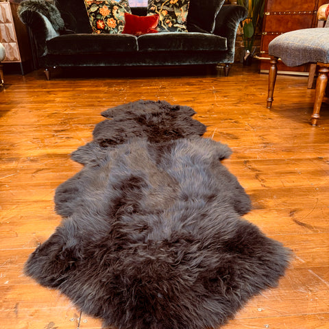Sheepskin Rug Double in Chocolate Brown (185 x 65cm approx)