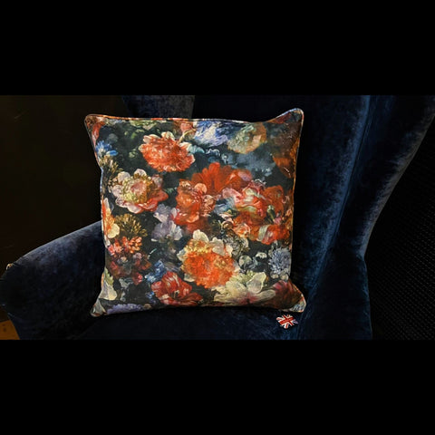 Cushion Limited Edition in Floral Paint Velvet (55 x 55cm) Feather Filled