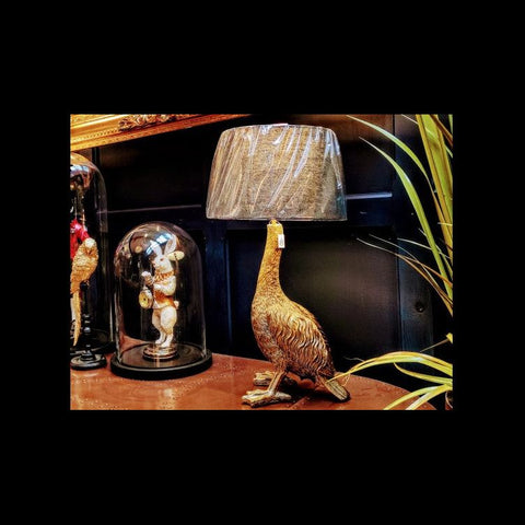 Table Lamp Gold Goose with Grey Shade