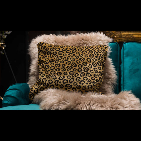 Cushion Limited Edition in Leopard Gold Velvet (55 x 55cm) Feather Filled