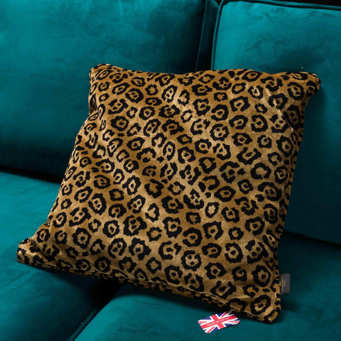 Cushion Limited Edition in Leopard Gold Velvet (55 x 55cm) Feather Filled