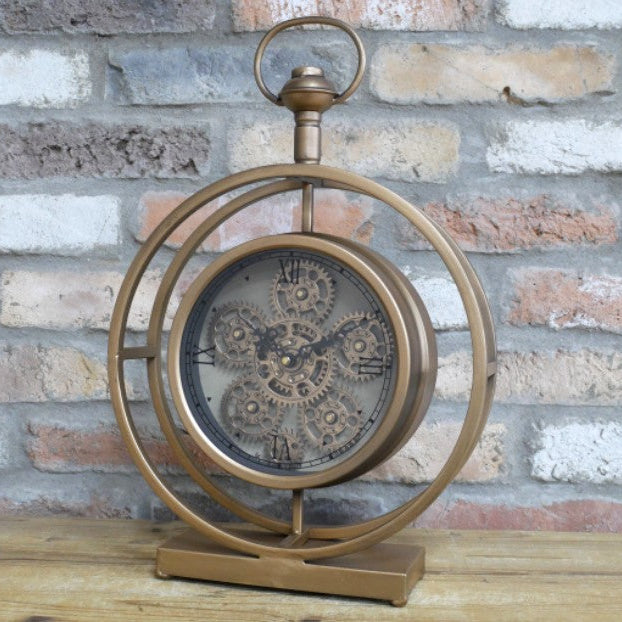 Gold Mantel Clock With Gears