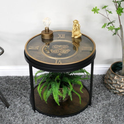 Antique Gear Clock Side Table