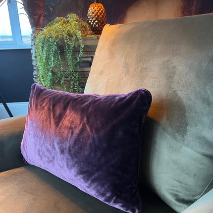 Cushion Bolster in Purple Mulberry Glamour Velvet (50 x 30cm) Feather Filled - Ex Display