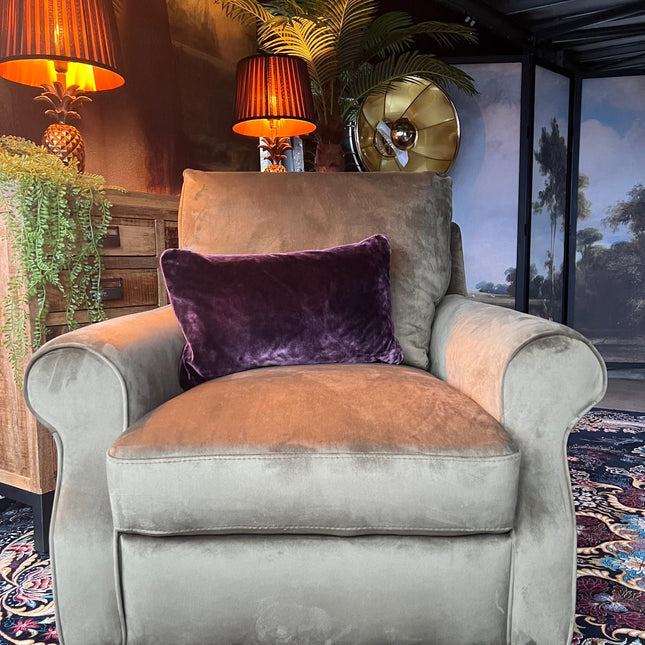 Cushion Bolster in Purple Mulberry Glamour Velvet (50 x 30cm) Feather Filled - Ex Display