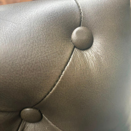 Highland Curved Chesterfield Bar Stool in Dark Green Leather - Ex Display