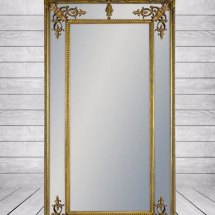 Tall Gold French Mirror with Crest