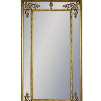 Tall Gold French Mirror with Crest