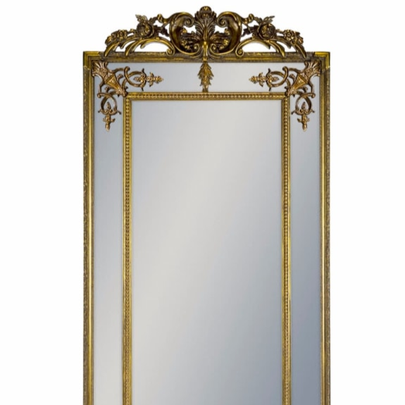 Tall Gold French Mirror with Crest