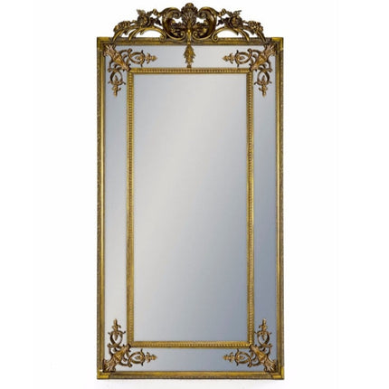 Tall Gold French Mirror with Crest