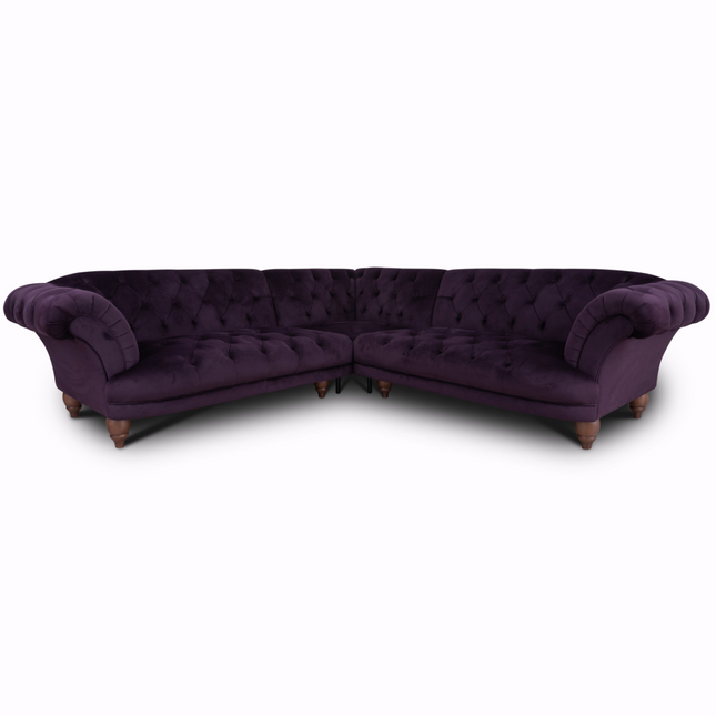 Oskar Italia Chesterfield 2 Corner 2 in Plush Plum Velvet - Clearance