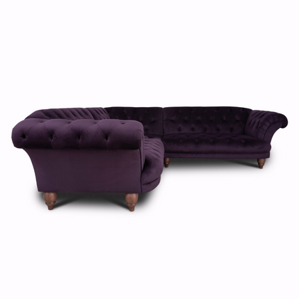 Oskar Italia Chesterfield 2 Corner 2 in Plush Plum Velvet - Clearance