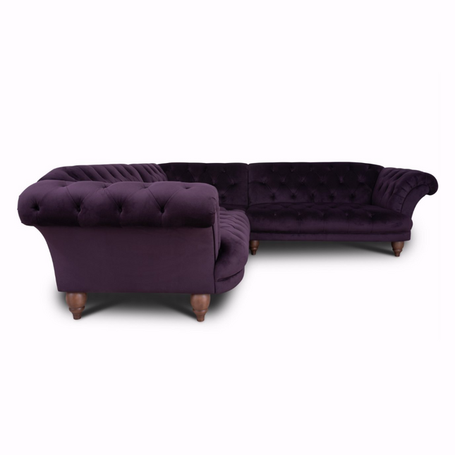 Oskar Italia Chesterfield 2 Corner 2 in Plush Plum Velvet - Clearance