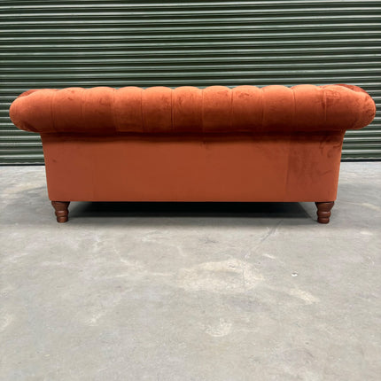 Bertie Chesterfield 2 Seater Sofa in Plush Orange Marmalade - Ex Display