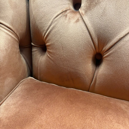 Bertie Chesterfield 2 Seater Sofa in Plush Orange Marmalade - Ex Display