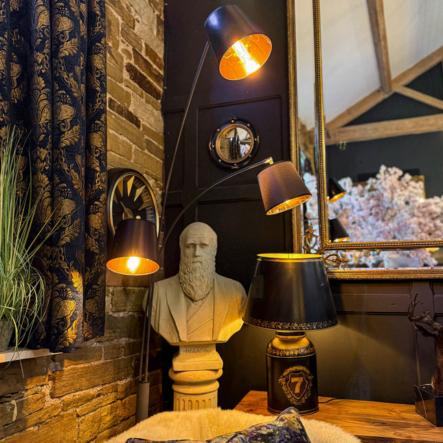 3-Light Arc Floor Lamp Black and Gold - Clearance
