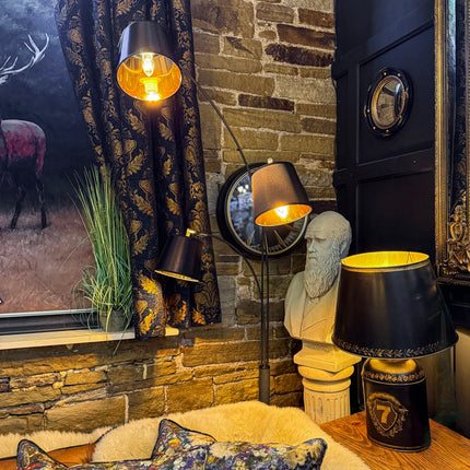 3-Light Arc Floor Lamp Black and Gold - Clearance