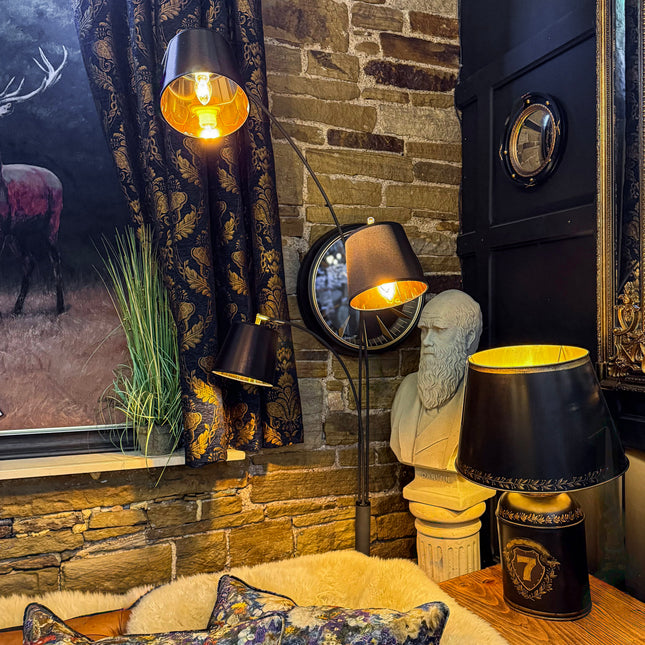 3-Light Arc Floor Lamp Black and Gold - Clearance