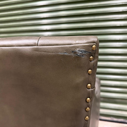 Sebastian Buttoned Armchair Green in Leather - Factory Second