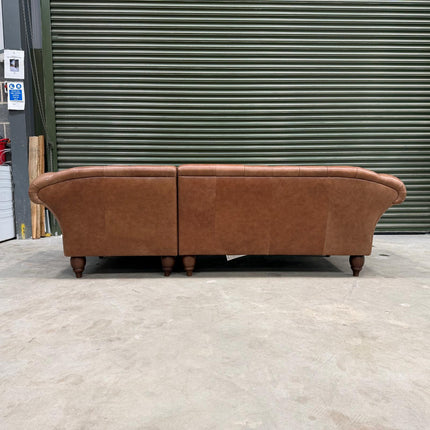 Oskar Italia Right Hand Facing Chaise Chesterfield in Brandy Leather - Ex Display