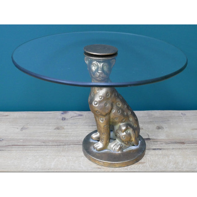 Small Leopard side table with glass top
