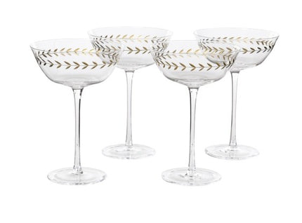 Set of 4 Gold Leaf Champagne Glasses