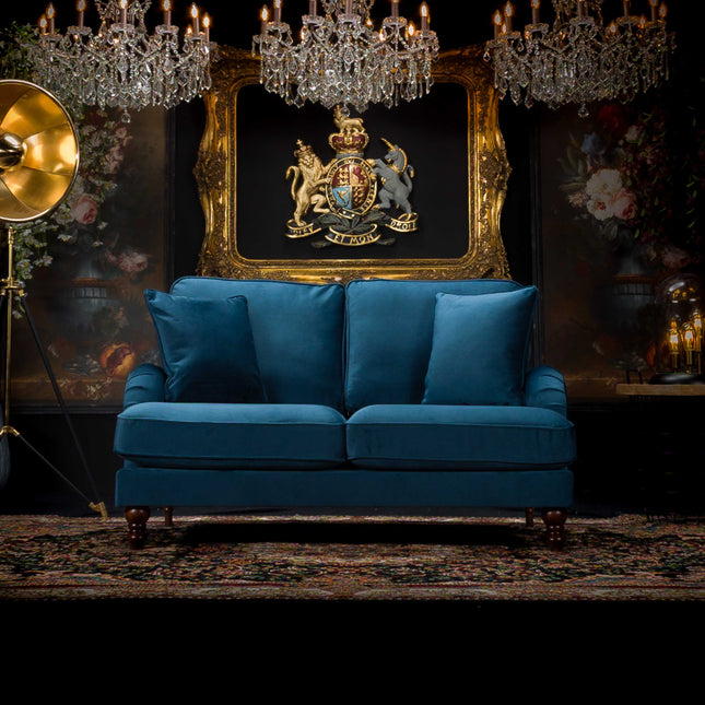 Albert 2 Seater Sofa Velvet in Prussian Blue - Clearance