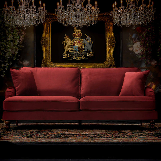 Albert 4 Seater Sofa Velvet in Oxblood - Clearance